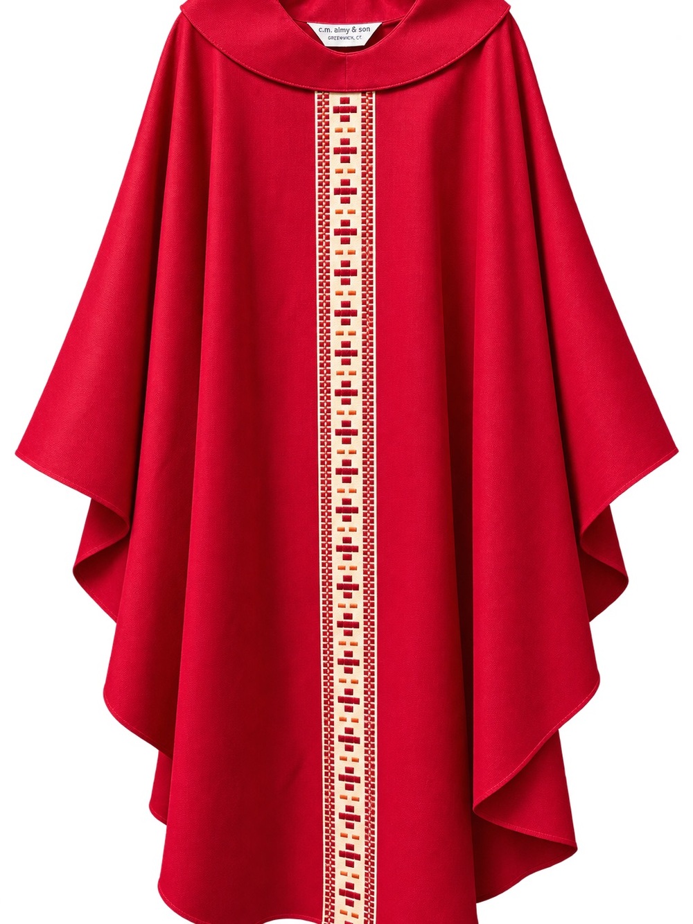 Vintage C.M. Almy & Son Red Gothic Chasuble Priest Clergy Vestment